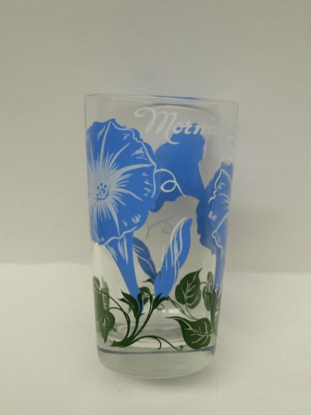 Boscul Vintage Blue and White MORNING GLORY 5 Inch Peanut Butter Water Glass